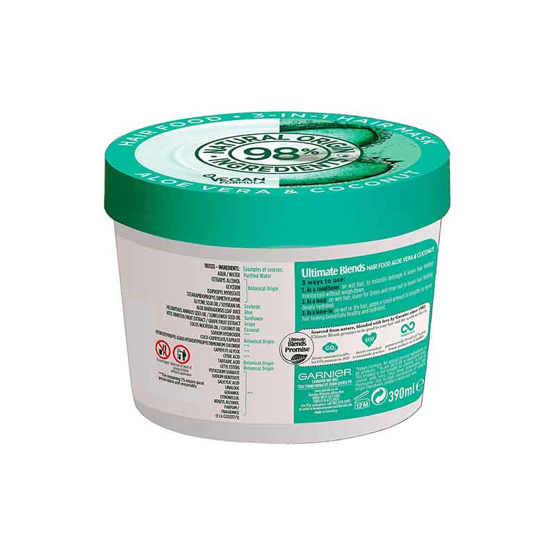Garnier Ultimate Blends Moisturising Hair Food Aloe Vera & Coconut 3 In 1 Normal Hair Mask 390ml