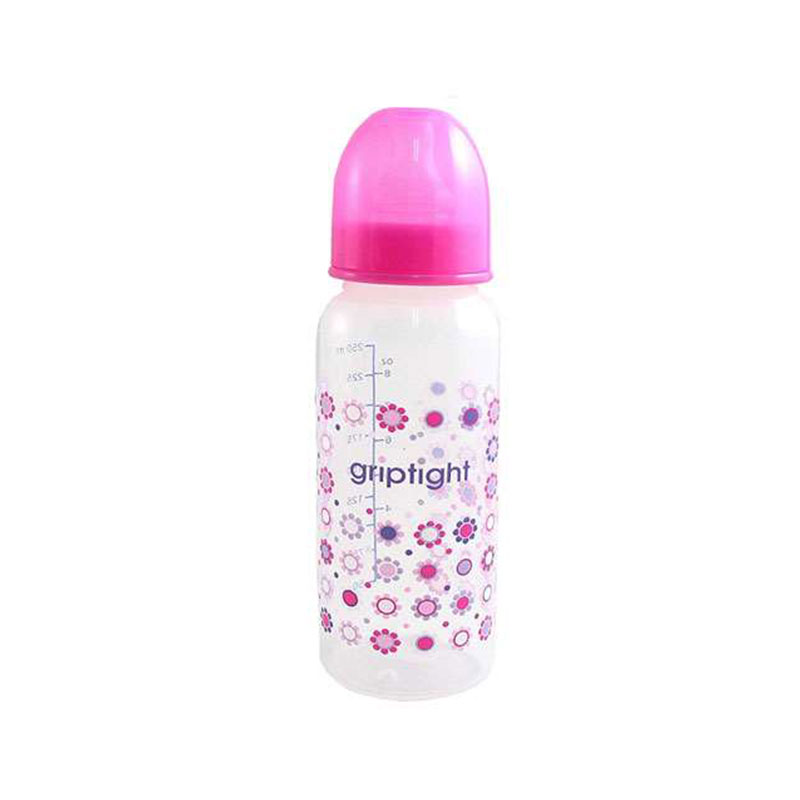 Griptight 0m+ Two Feeding Baby Bottles 250ml - Pink