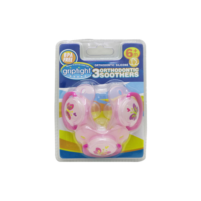Griptight 3 Decorated Orthodontic Soothers 6M+ - Pink