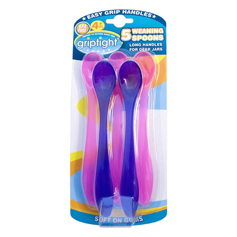Griptight 5pc Long Handle Weaning Spoons 4m+ - Pink