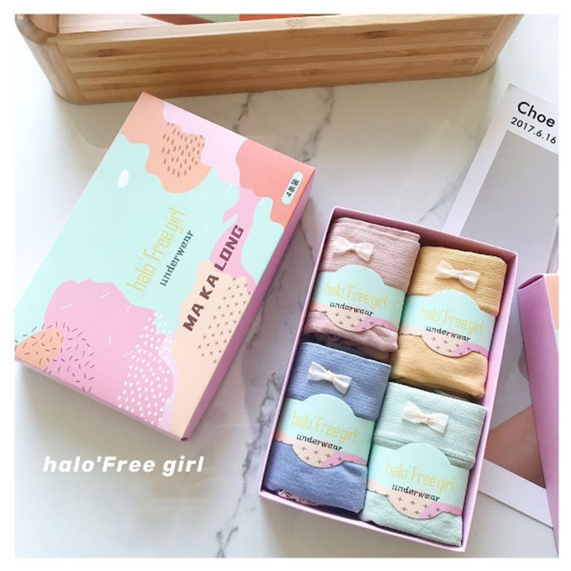 Halo'Free Girl Macaron Underwear Set - 4pcs (40kg-60kg)