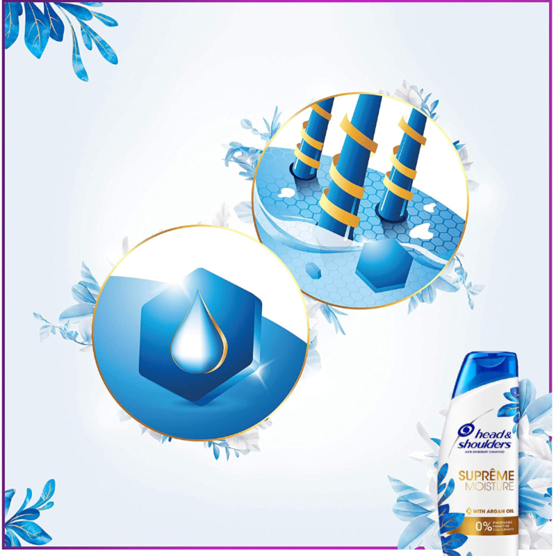 Head & Shoulders Supreme Moisture Anti - Dandruff Shampoo With Argan Oil 225ml