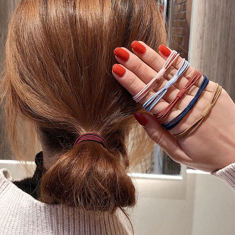 High Elastic Hair Ring 20pcs Korean Rubber Bands - Black & Pink