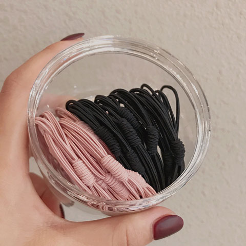 High Elastic Hair Ring 20 Korean Rubber Bands - Black & Pink