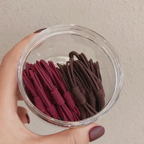 High Elastic Hair Ring 20pcs Korean Rubber Bands - Maroon & Black