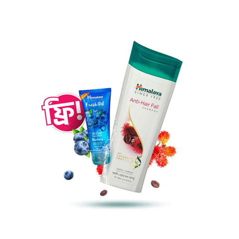 Himalaya Anti-Hair Fall Shampoo 375ml + Himalaya Oil Clear Face Wash Blue Berry 50ml Free