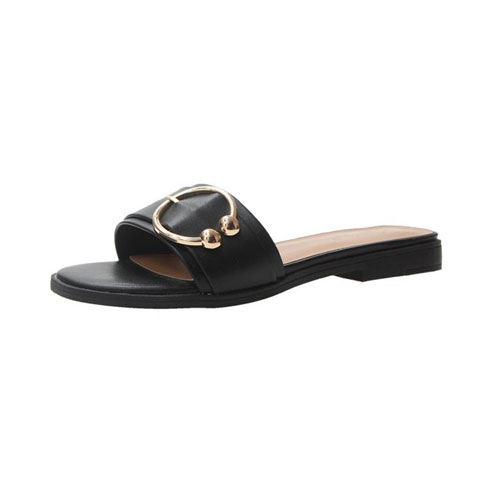 Hong Kong Style Wild Social Slipper Sandals - Black