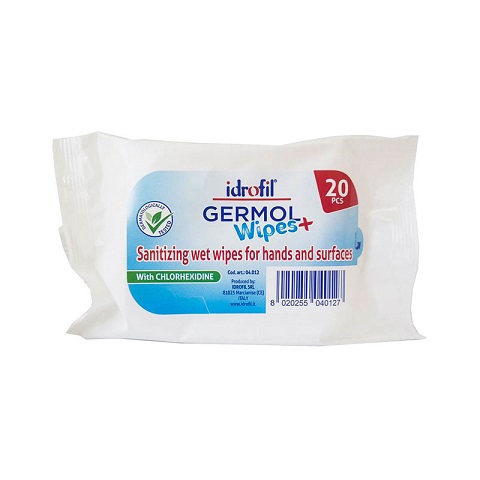 Idrofil Germol Sanitizing Wet Wipes For Hands And Surfaces - 20pcs