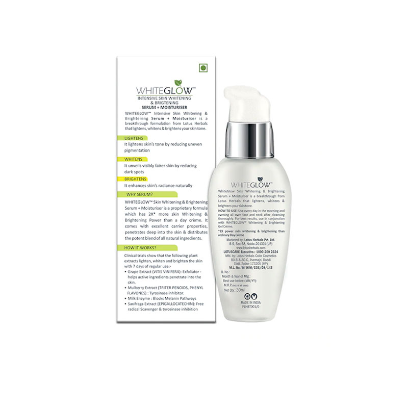 Lotus Herbals Intensive WhiteGlow Intensive Skin Brightening Serum + Moisturiser 30ml