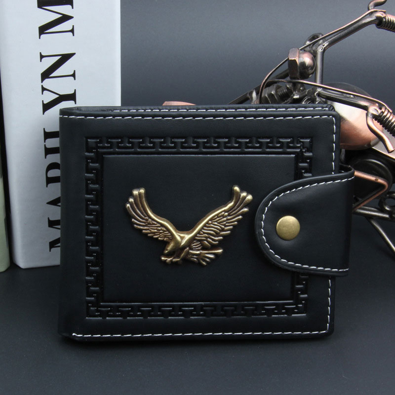 Iron Piece Eagle Print Men's Wallet With Buckle (77)