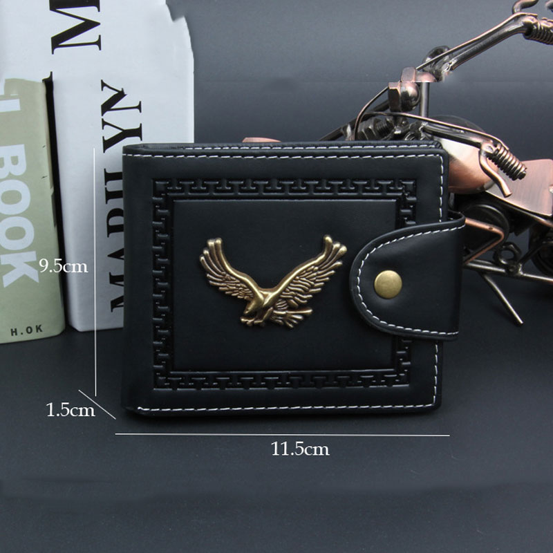 Iron Piece Eagle Print Men's Wallet With Buckle (77)