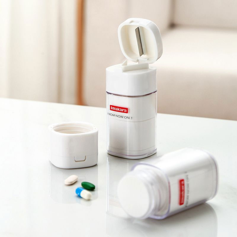 Japanese Imakara Portable Medicine Box with Pill Cutter