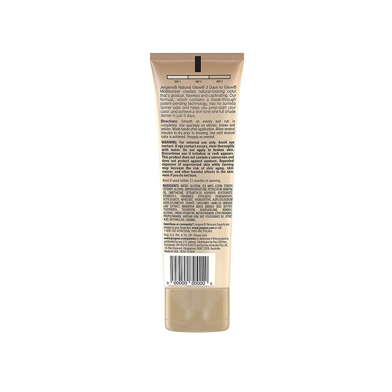 Jergens Natural Glow 3 Days To Glow Moisturizer Fair to Medium Skin Tones 118ml