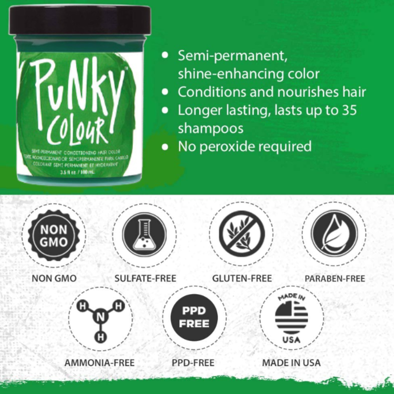 Jerome Russell Punky Color Semi-Permanent Conditioning Hair Color 100ml- Apple Green