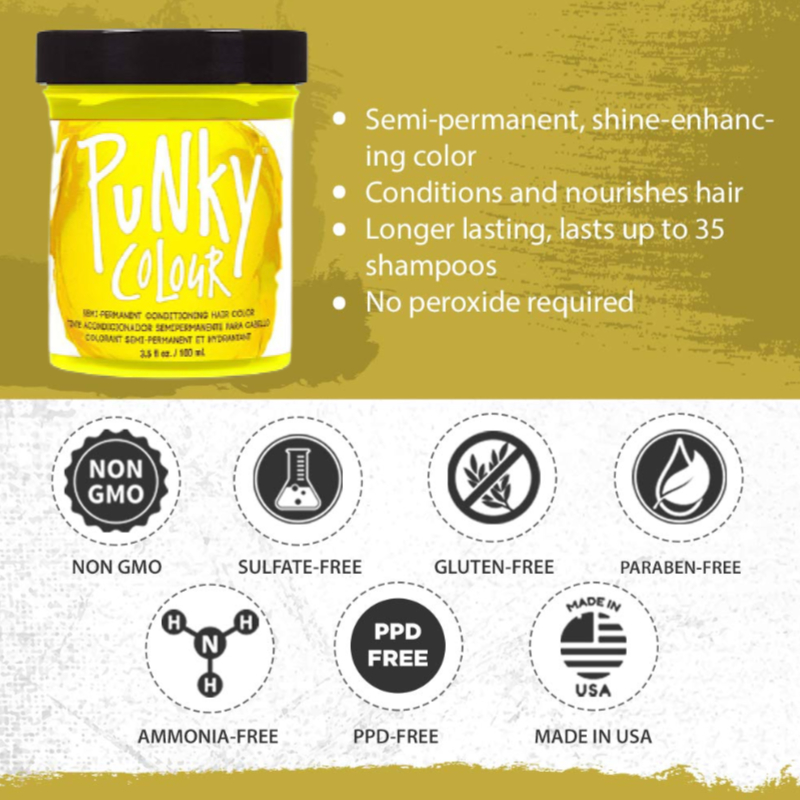 Jerome Russell Punky Color Semi-Permanent Conditioning Hair Color 100ml - Bright Yellow