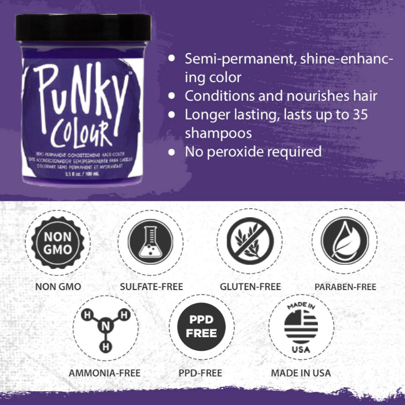Jerome Russell Punky Color Semi-Permanent Conditioning Hair Color 100ml - Violet