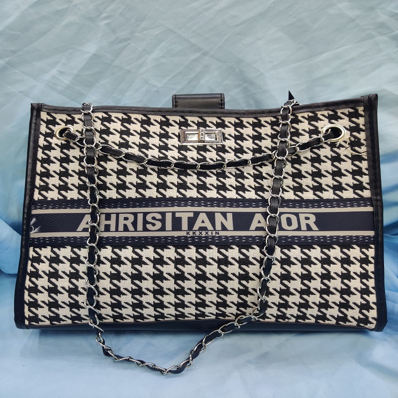 Ladies Houndstooth Large Capacity Shoulder Bag