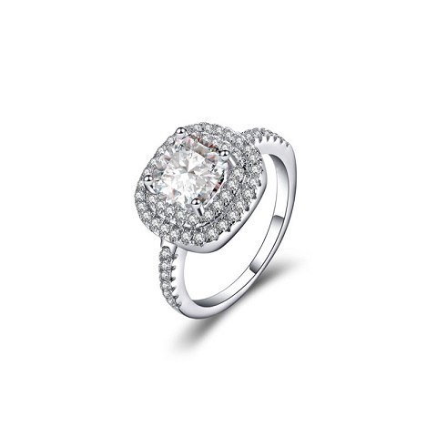 Ladies Beautiful Square Diamond Stone Stud Finger Ring - Size 6 (43)