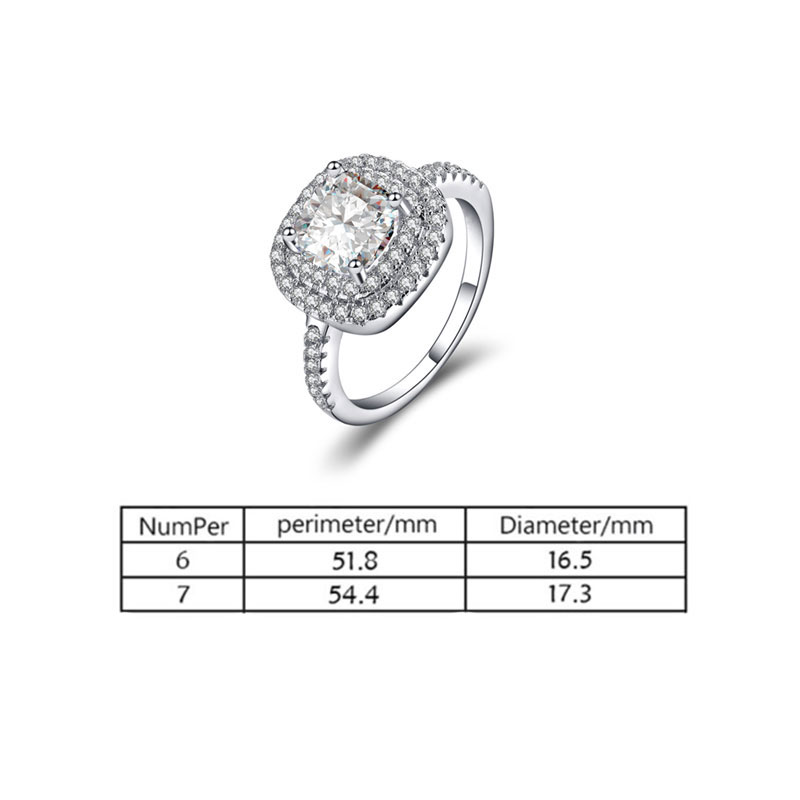 Ladies Beautiful Square Diamond Stone Stud Finger Ring - Size 6 (43)