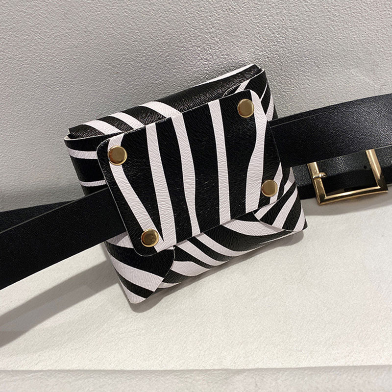 Ladies Fashionable Mini Waist Bag With Belt (301063) - White Zebra