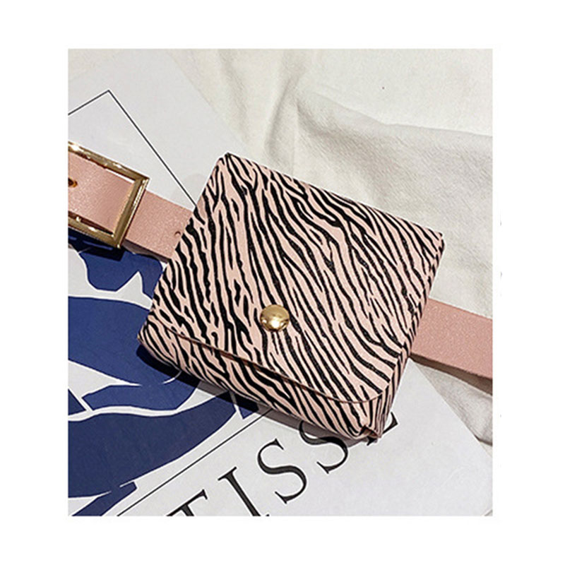 Ladies Fashionable Mini Waist Bag With Belt (301064) - Pink Zebra