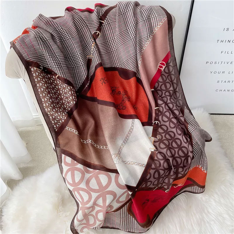 Luxury Design Winter Scarf For Women - Red & Orange