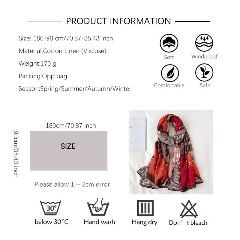 Luxury Design Winter Scarf For Women - Red & Orange