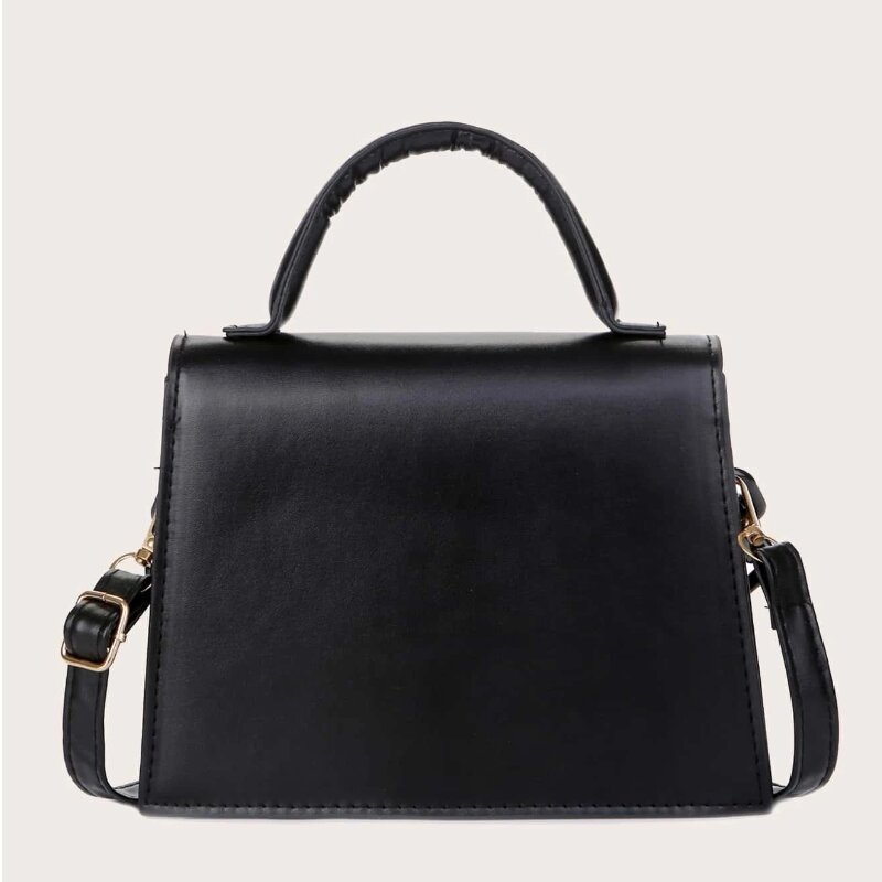 Ladies Simple Chain Decor Flap Satchel Bag (1001001)