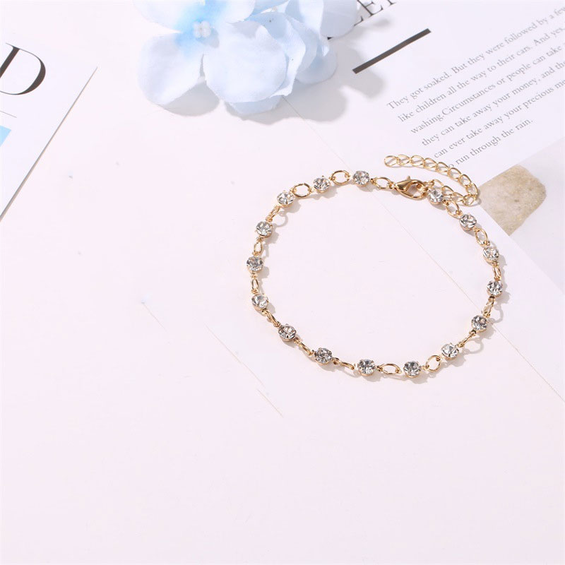 Ladies Simple Round Flashing Rhinestone Anklet (42)