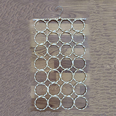 Foldable 28 Ring Scarf Hanger - Golden White