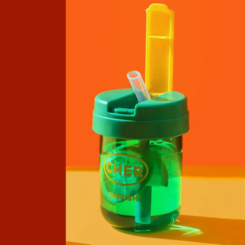 Large Capacity Anti-fade Pretty Wide Straw Cup 300ml - Green