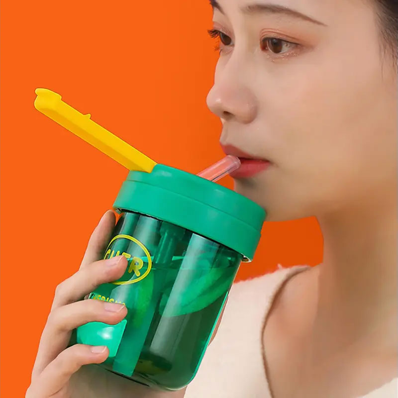 Large Capacity Anti-fade Pretty Wide Straw Cup 300ml - Green