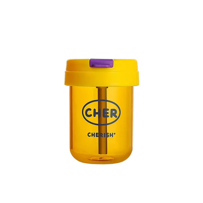 Large Capacity Anti-fade Pretty Wide Straw Cup 300ml - Yellow