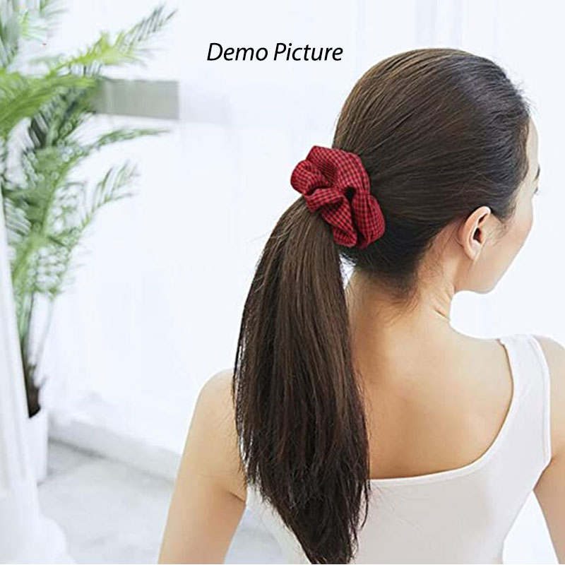 Large Intestine Plaid Head Rope 3pcs - Baby Pink