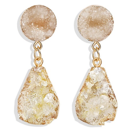 Large Quartz Druzy Stone Earrings