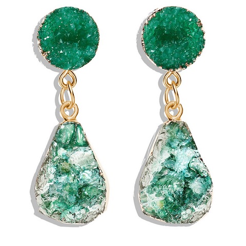 Large Quartz Druzy Stone Earrings