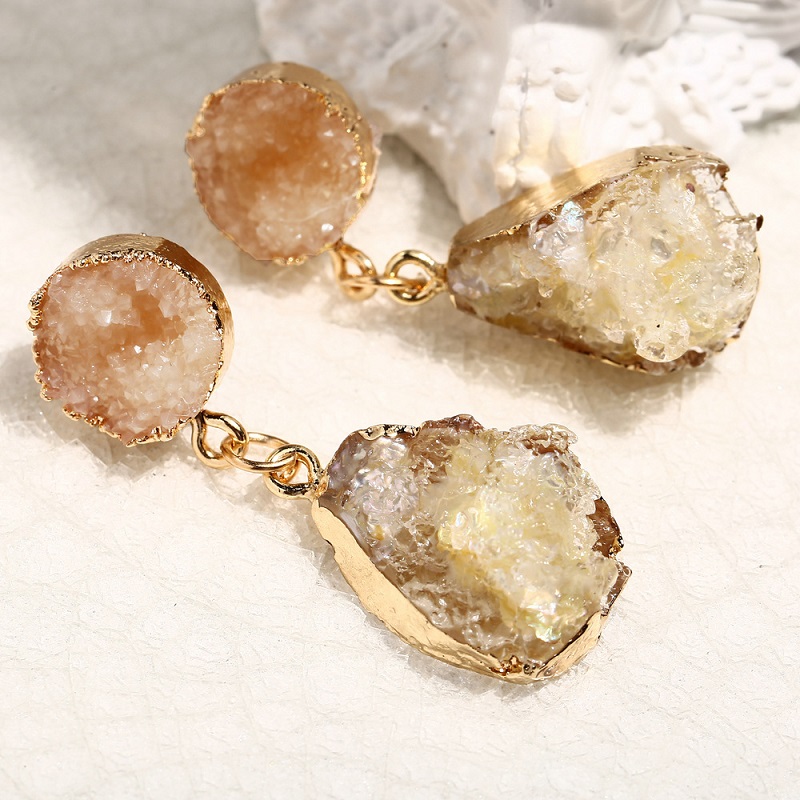 Large Quartz Druzy Stone Earrings