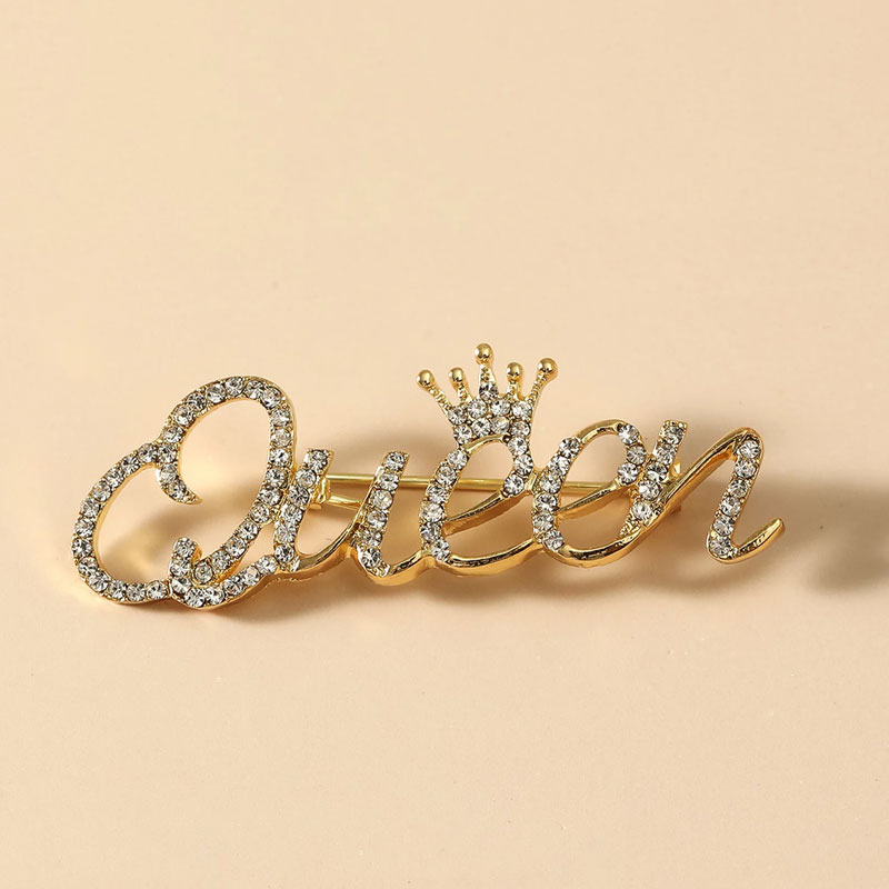 Letter Crown Shape Decor Brooch For Women - Queen