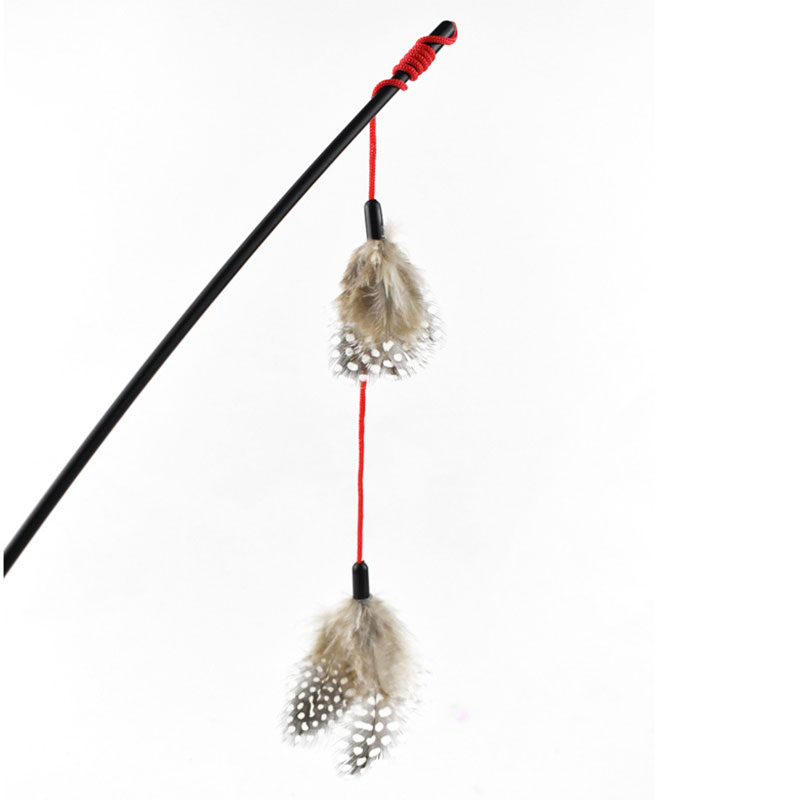 Long Rod Sling Feather Fishing Rope Funny Cat Stick - Black (20205)