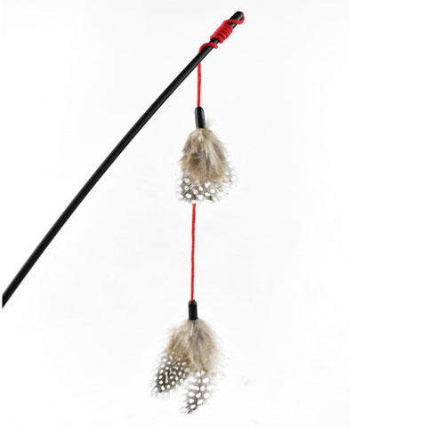 Long Rod Sling Feather Fishing Rope Funny Cat Stick - Black (20205)