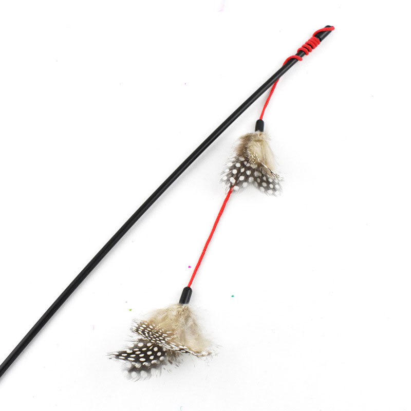 Long Rod Sling Feather Fishing Rope Funny Cat Stick - Black (20205)