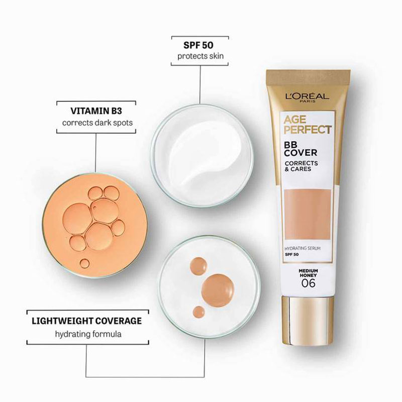 L'Oreal Age Perfect BB Cover Cream SPF50 30ml - 06 Medium Honey