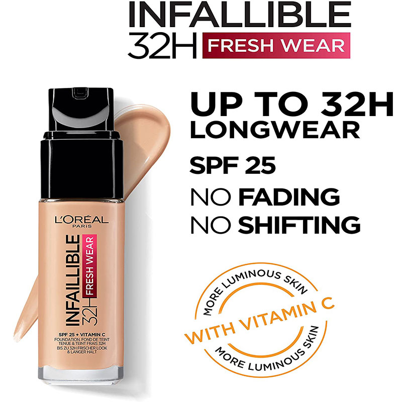 L'Oreal Infaillible 32H Fresh Wear Foundation 30ml - 225 Sable Beige / Beige Sand