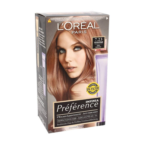 L'oreal Infinia Preference New Rose Gold Reflects Colour Extender Permanent Hair Colour - 7.23 Rose Gold