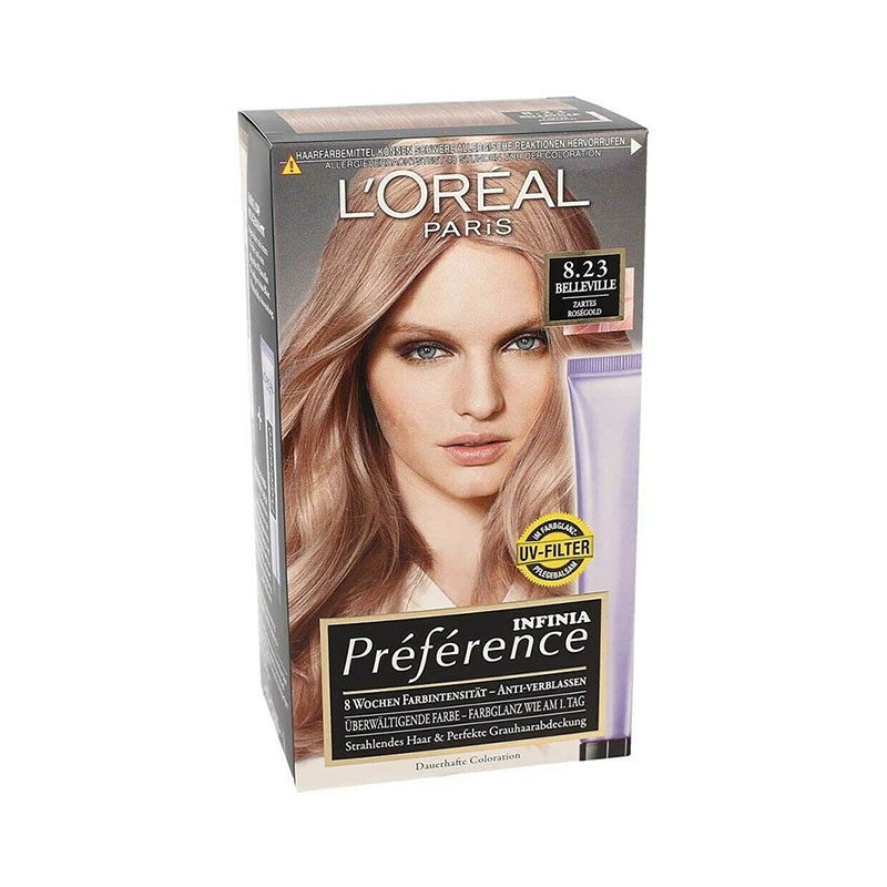 L'Oreal Infinia Preference New Rose Gold Reflects Colour Extender Permanent Hair Colour - 8.23 Shimmering Rose Gold