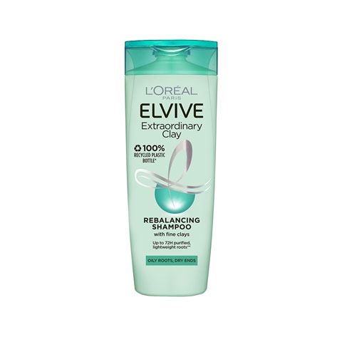 L'Oreal Paris Elvive Extraordinary Clay Rebalancing Shampoo For Oily Roots, Dry Ends 400ml