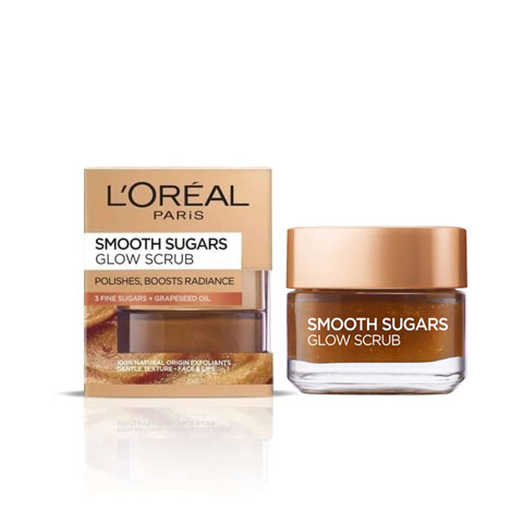 L'Oreal Paris Smooth Sugars Glow Grapeseed Oil Face & Lip Scrub 50ml