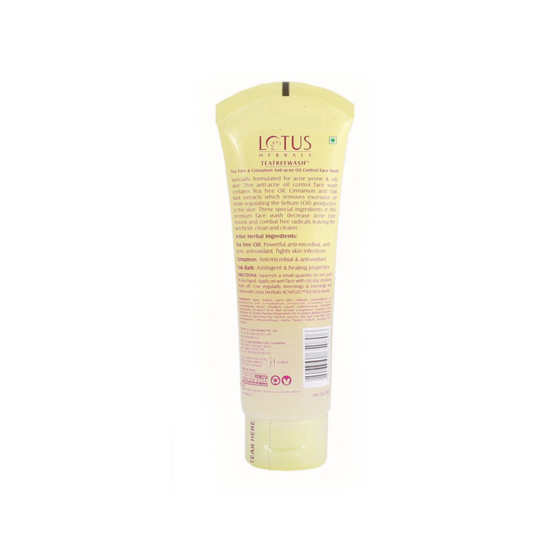 Lotus Herbals Tea Tree And Cinnamon Anti Acne Oil Control Face Wash 80g