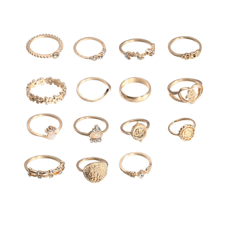 Love Gold Ring Set - 15pcs