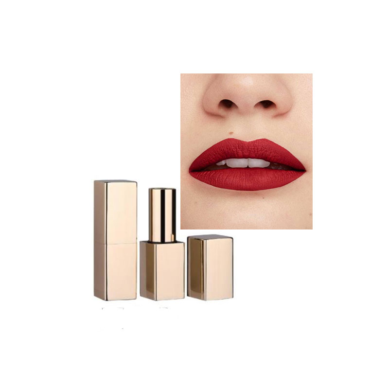 Luxury Gold Square Shape Magnetic Closure Lipstick - Red